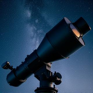 Nagy teljesítményű távcső közelről, éjszakai felvétel