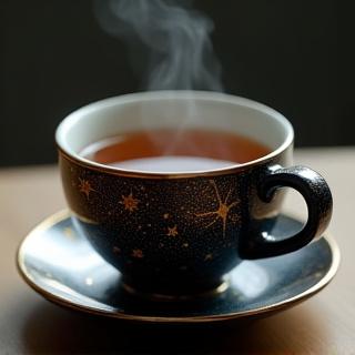 Kozmikus mintás teásbögre forró teával