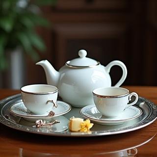 Elegáns teakínálás asztalon